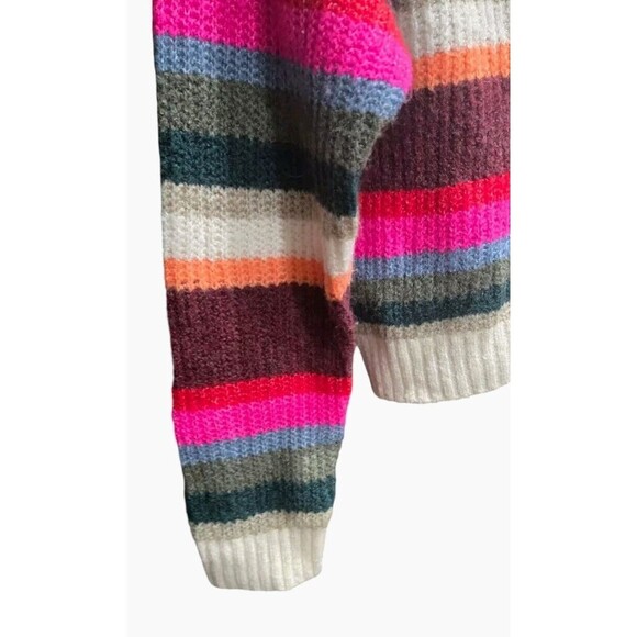 American Eagle Sweater Womens XS  Striped Cream Multicolor Crop Long Sleeve - Picture 4 of 6